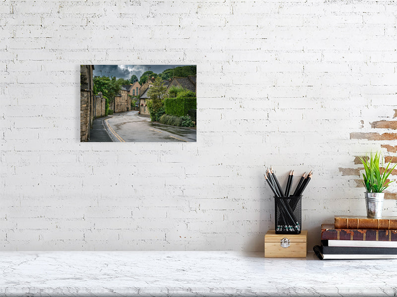 Walk through historic town of Northleach, Cheltenham, Cotswold, UK. Print of framed photography art, wall decor.