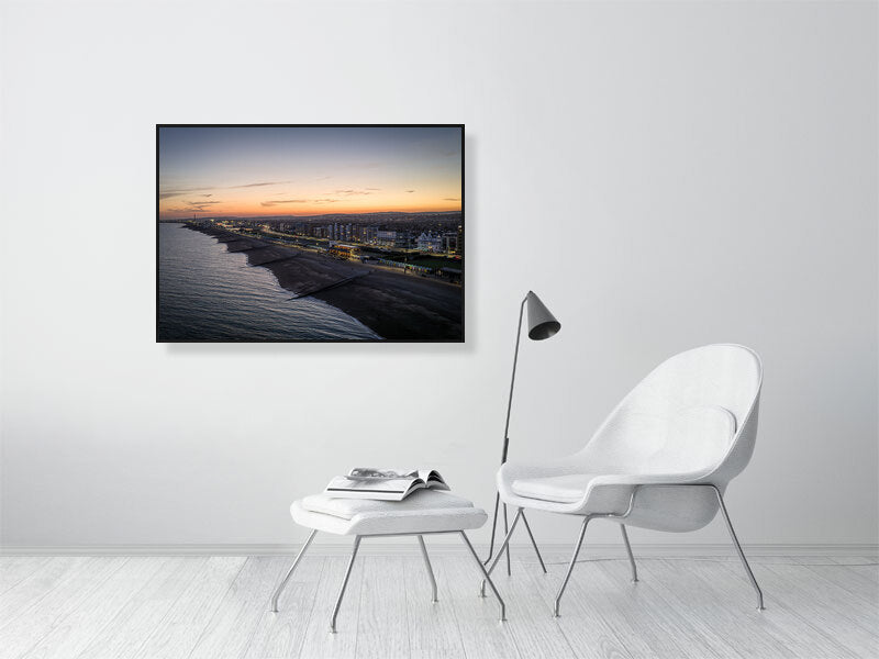 Evening colours of Brighton's seafront, Brighton, East Sussex, UK. Print or framed photography art, wall decor.