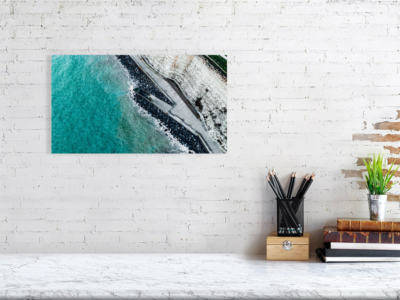 Walk right by the unrest waters of Rottingdean beach on a cold day. Print or framed photography art.