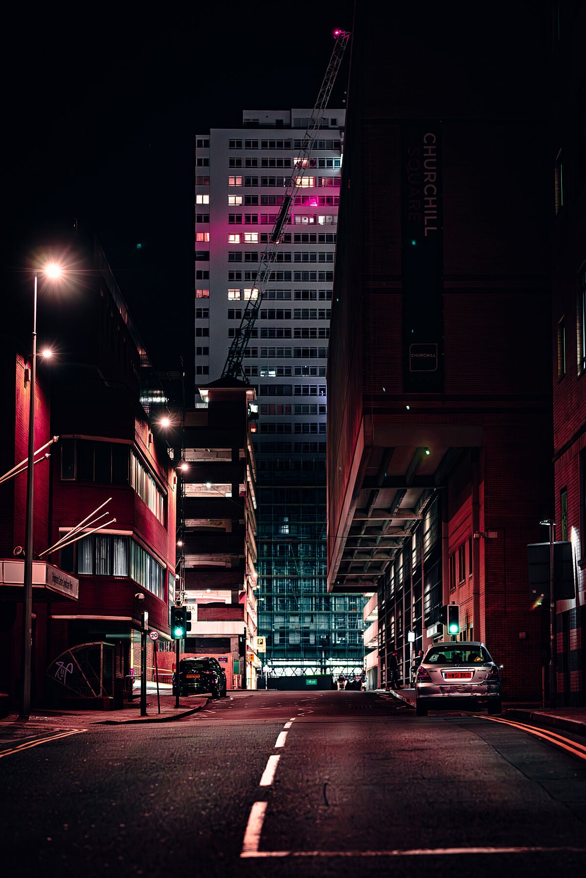 Neo look of night city lights. Print or framed photography art.