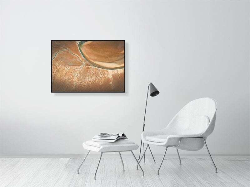 Vaines like surface left water leaves beach in Wales. Print or framed photography art.