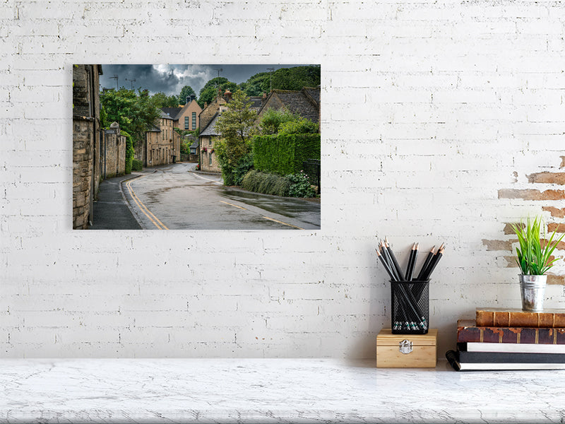 Walk through historic town of Northleach, Cheltenham, Cotswold, UK. Print of framed photography art, wall decor.