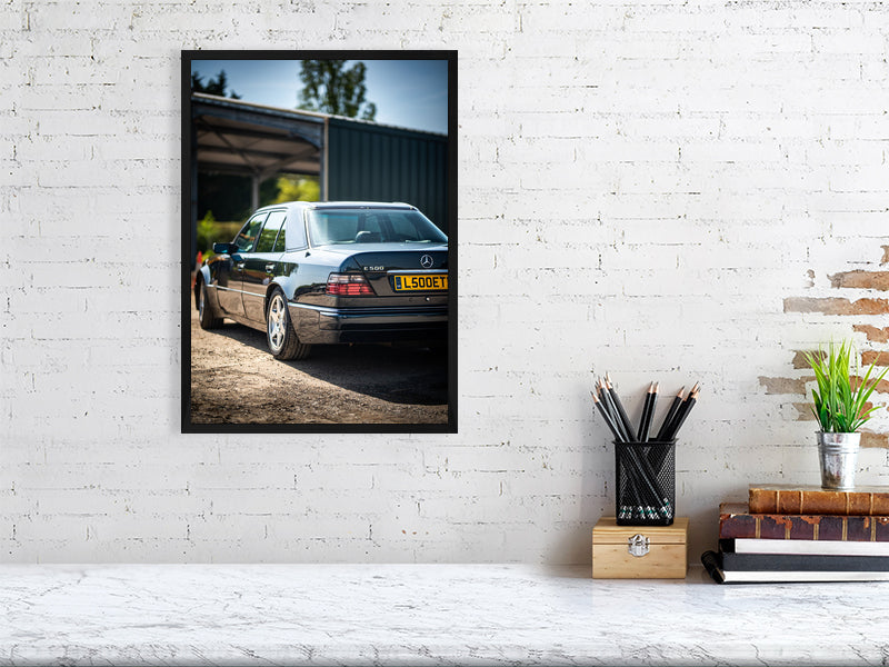 Classic Mercedes-Benz E-class W124 E500 equipped with M119 V8 engine. Print or framed art photography.