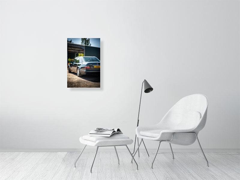 Classic Mercedes-Benz E-class W124 E500 equipped with M119 V8 engine. Print or framed art photography.