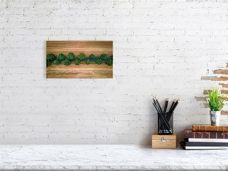 Country road covered by trees going through agricultural fields between Northleach and Yanworth in autumn colours. Print or framed photography art, wall decor.