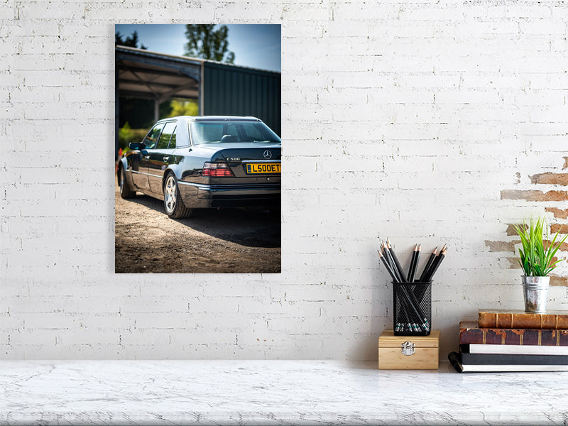 Classic Mercedes-Benz E-class W124 E500 equipped with M119 V8 engine. Print or framed art photography.