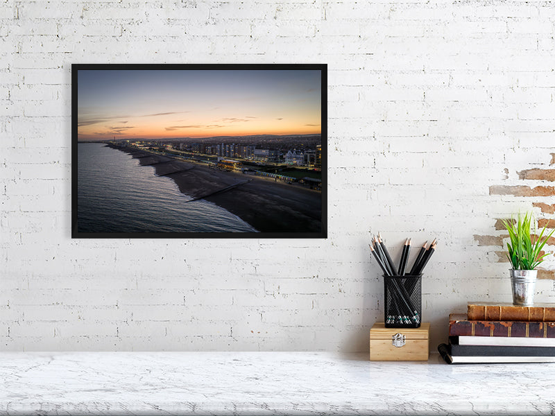 Evening colours of Brighton's seafront, Brighton, East Sussex, UK. Print or framed photography art, wall decor.