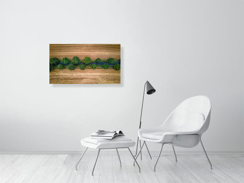 Country road covered by trees going through agricultural fields between Northleach and Yanworth in autumn colours. Print or framed photography art, wall decor.