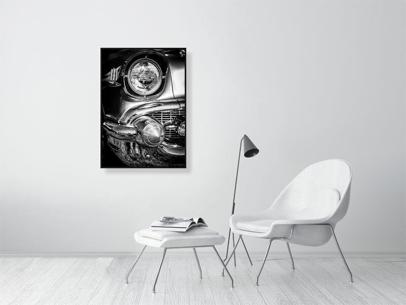 Very classic and in some way legendary Chevrolet Bel Air in black and white.