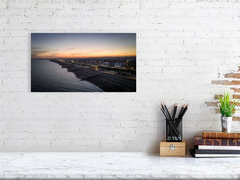 Evening colours of Brighton's seafront, Brighton, East Sussex, UK. Print or framed photography art, wall decor.