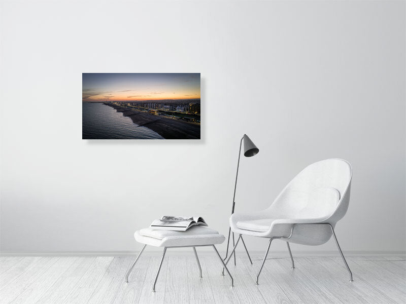 Evening colours of Brighton's seafront, Brighton, East Sussex, UK. Print or framed photography art, wall decor.