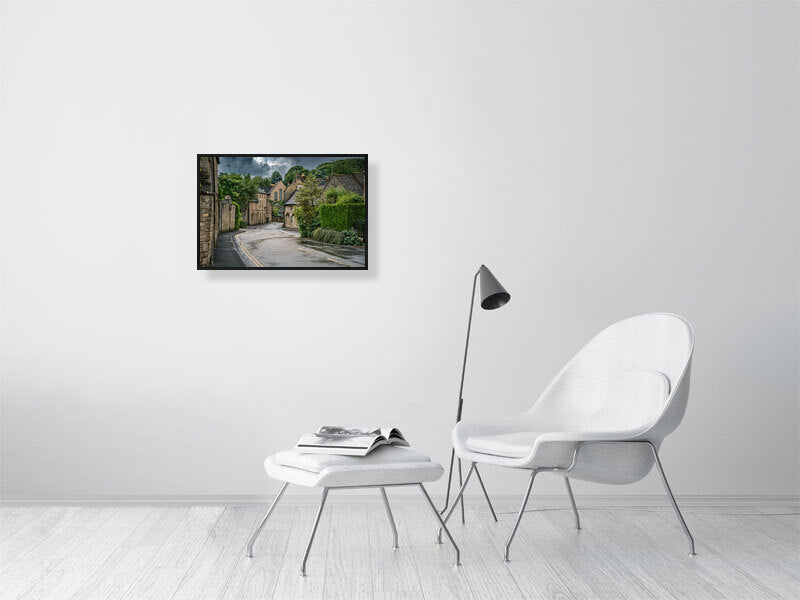 Walk through historic town of Northleach, Cheltenham, Cotswold, UK. Print of framed photography art, wall decor.