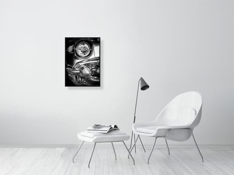 Very classic and in some way legendary Chevrolet Bel Air in black and white.