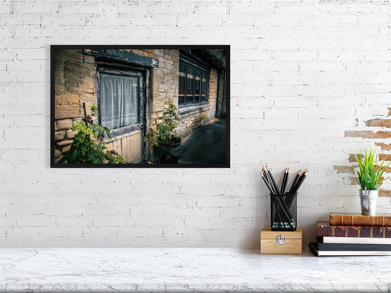 Walk through historic town of Northleach, Cheltenham, Cotswold, UK. Print of framed photography art, wall decor.