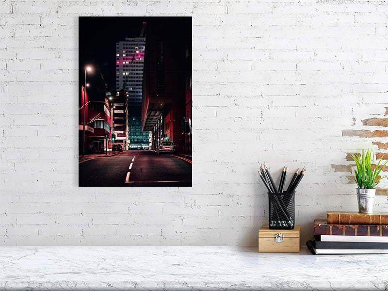 Neo look of night city lights. Print or framed photography art.