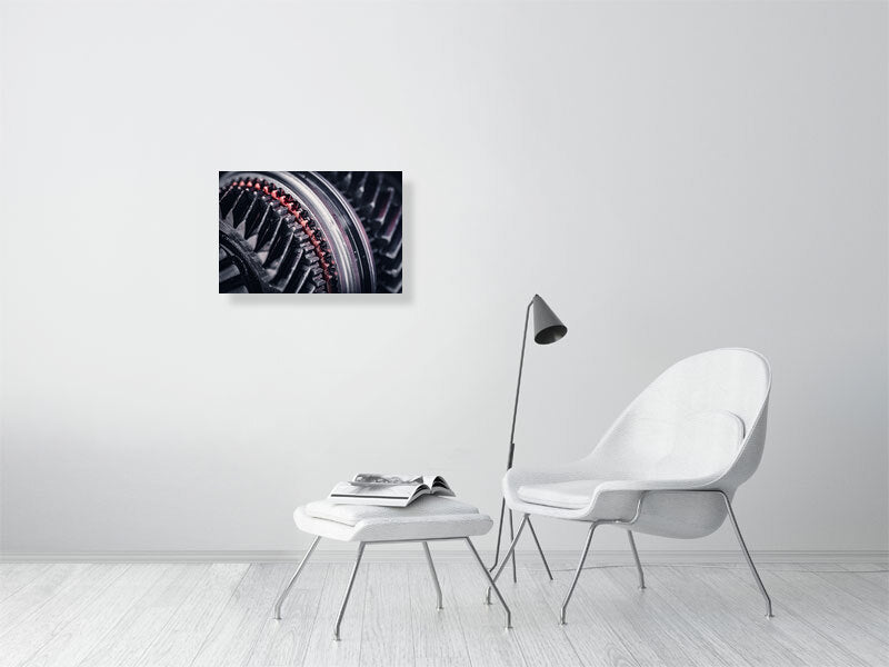 Gears and cogs in manual gearbox, transmission. Print or framed photography art.