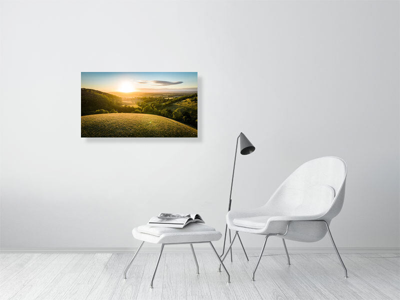 Sunset watch on a hills of Devil's Dyke on a Spring evening. Print or framed art photography.