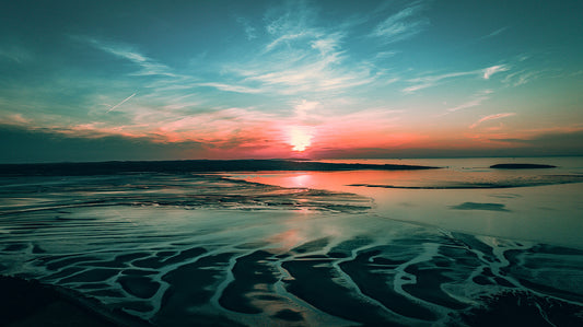 Sunset on a beach, Wales, Print or Framed Photography Art