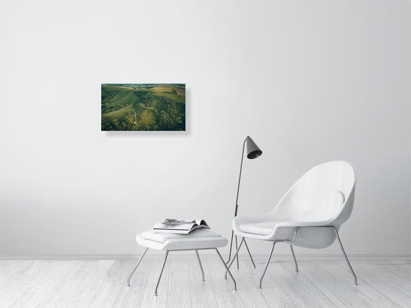 Green landscape by Ditchling Beacon on early summer evening. Print photography art.