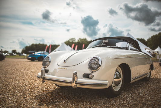 White Classic Porsche 356 Convertible. Photography print, unframed. Automotive art print. Wall decor