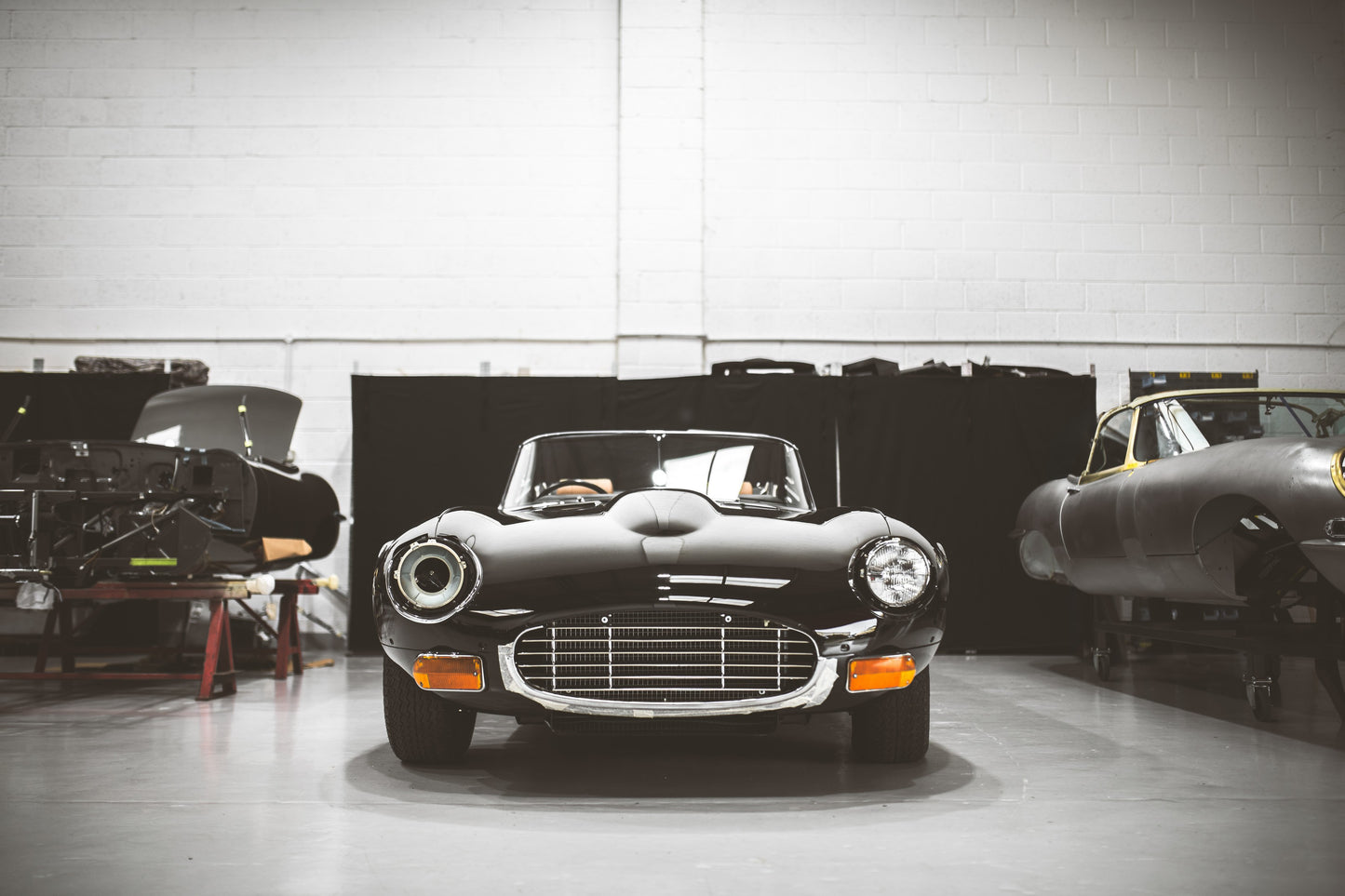 Classic Jaguar E-type series 3, restoration process. Photography print, unframed. Automotive art print. Wall decor.