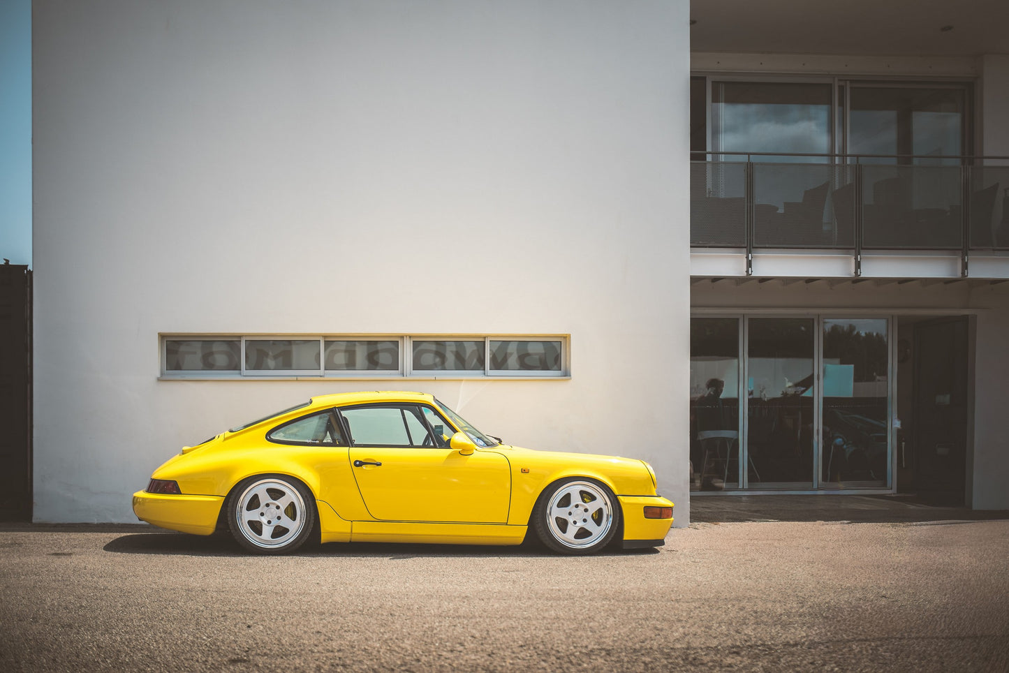 Bright yellow classic Porsche 911 (964). Photography print, unframed. Automotive art print. Wall decor