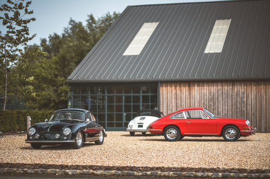 Classic Porsche 356 and 901, later 911. Classic supercar BMW 850i. Photography print, unframed. Automotive art print. Wall decor