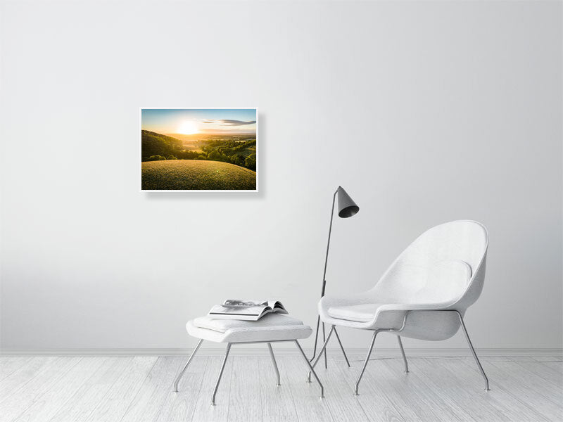 Sunset watch on a hills of Devil's Dyke on a Spring evening. Print or framed art photography.