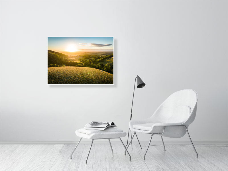 Sunset watch on a hills of Devil's Dyke on a Spring evening. Print or framed art photography.