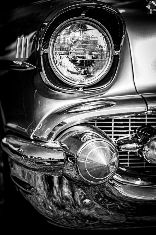 Very classic and in some way legendary Chevrolet Bel Air in black and white.
